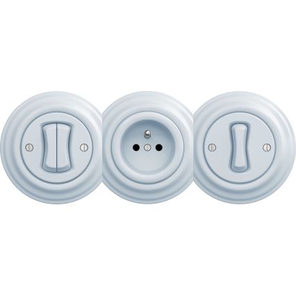 Kliklap - Vintažinis namų lizdas be rėmo SCHUKO 230V/16A mėlyna