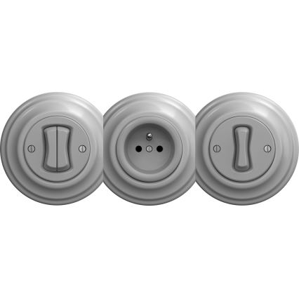 Kliklap - Vintažinis namų lizdas be rėmo SCHUKO 230V/16A pilka