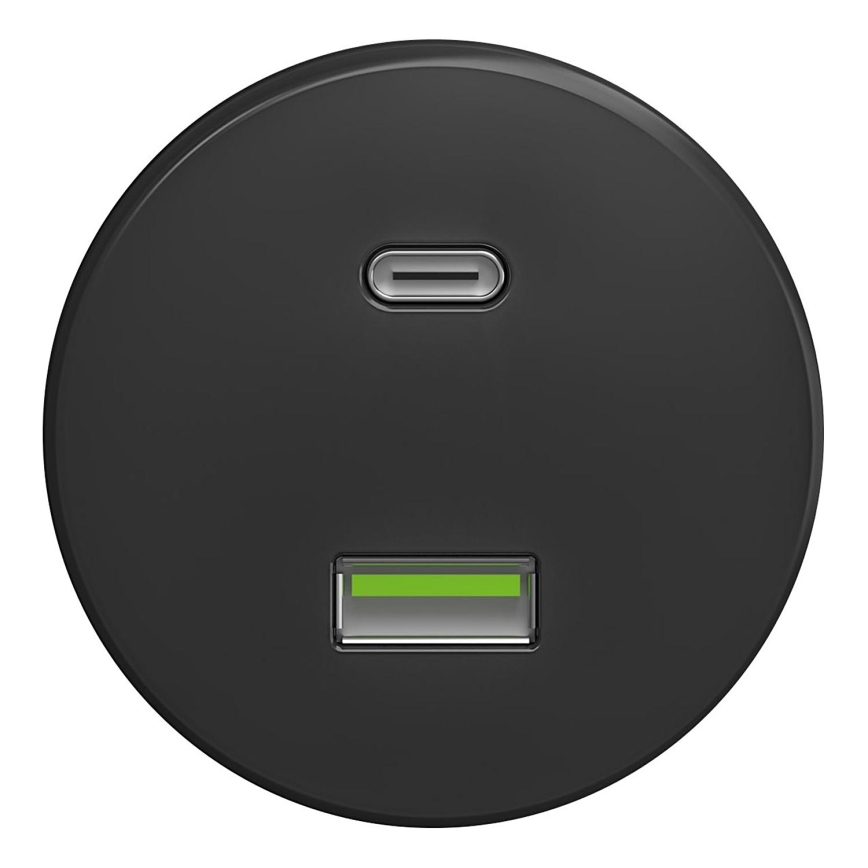 Kliklap - Vintažinis USB lizdas A+C be rėmo antracitas