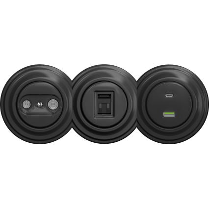 Kliklap - Vintažinis USB lizdas A+C be rėmo antracitas