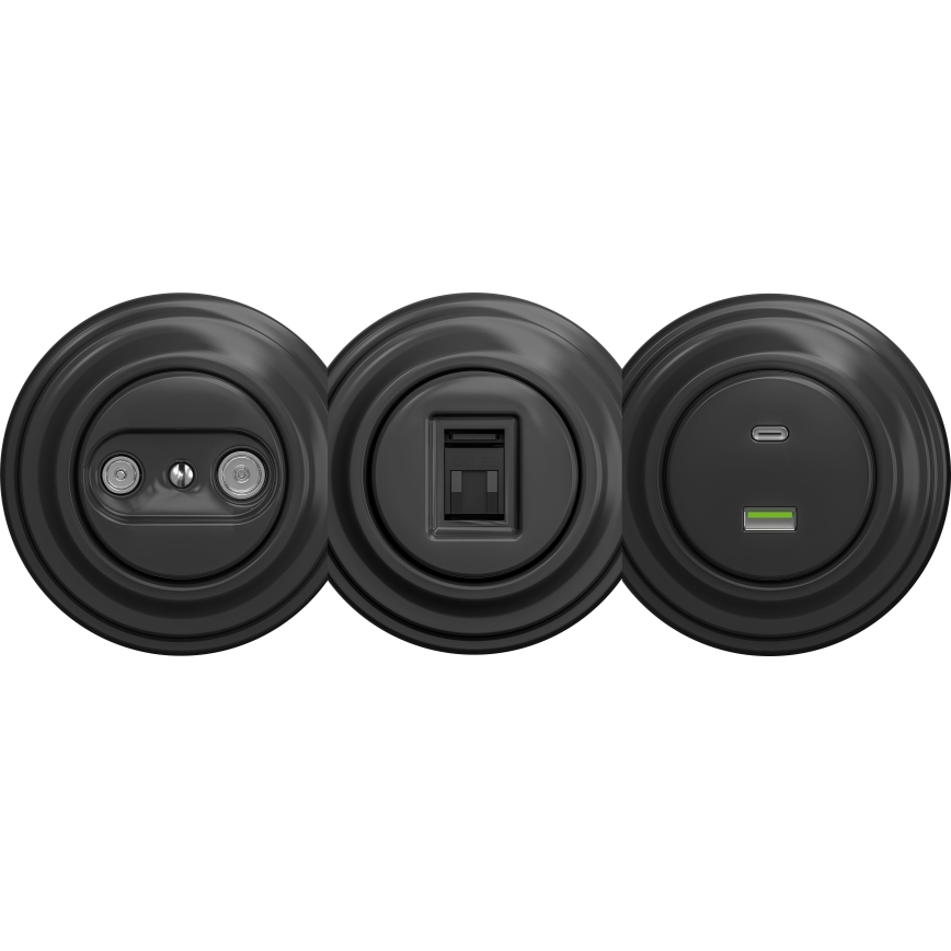 Kliklap - Vintažinis USB lizdas A+C be rėmo antracitas