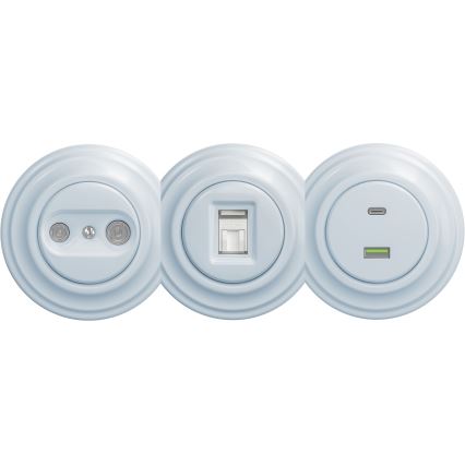 Kliklap - Vintažinis USB lizdas A+C be rėmo mėlyna