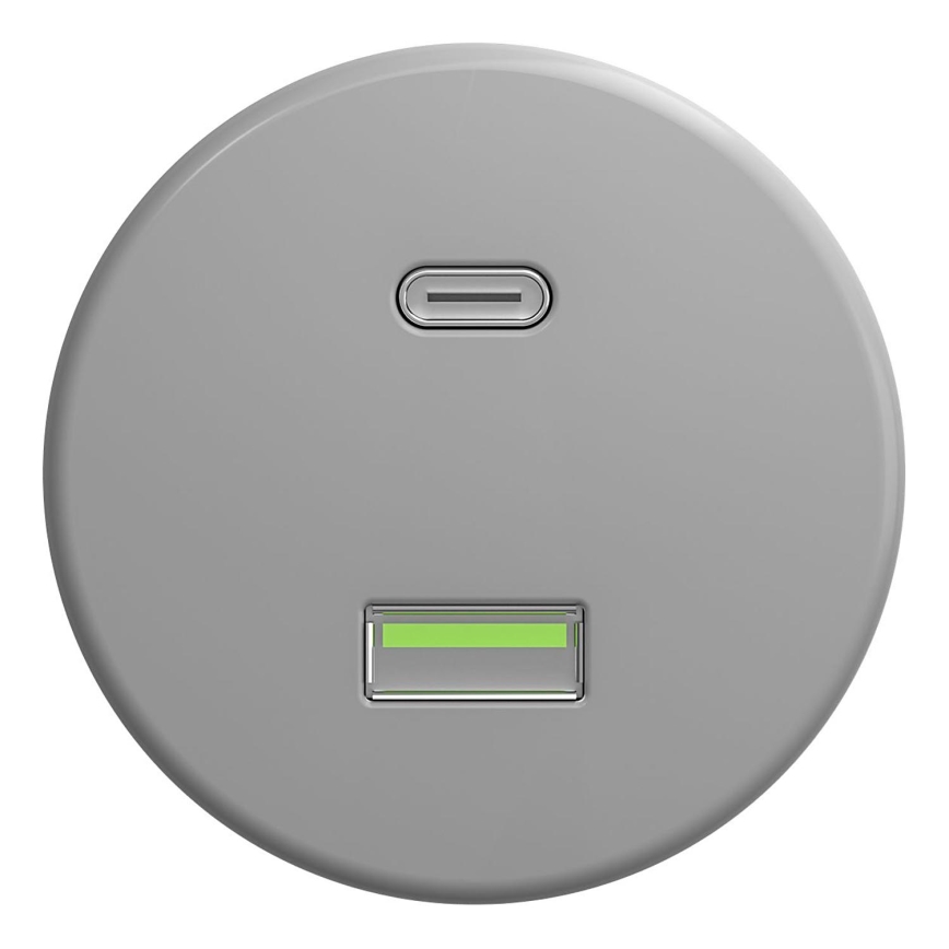 Kliklap - Vintažinis USB lizdas A+C be rėmo pilka