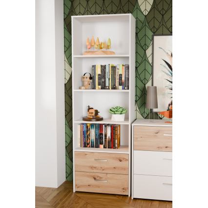 Knygų lentyna URO ąžuolas artisan/balta