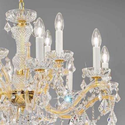 Kolarz 3149.88+4.3.KoT - Kristalinis sietynas ant grandinėlės MARIA LOUISE 12xE14/40W/230V 24K auksas