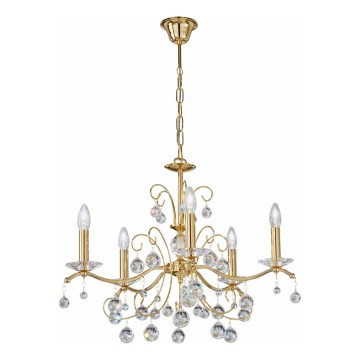 Kolarz 3234.85.3.KoT - Kristalinis sietynas ant grandinėlės CARMEN 5xE14/60W/230V 24K auksas