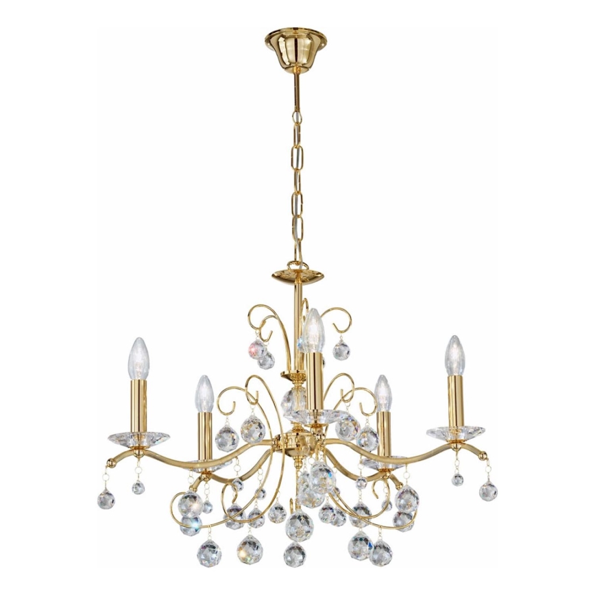 Kolarz 3234.85.3.KoT - Kristalinis sietynas ant grandinėlės CARMEN 5xE14/60W/230V 24K auksas