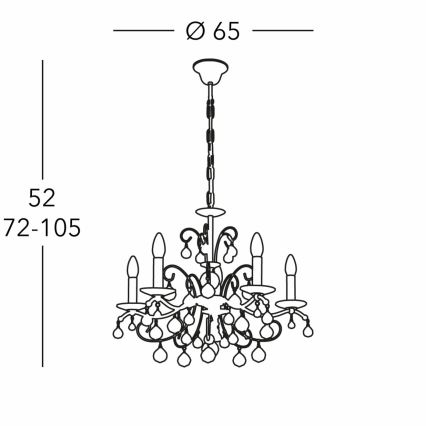 Kolarz 3234.85.3.KoT - Krištolinis sietynas ant grandinės CARMEN 5xE14/60W/230V 24K auksas