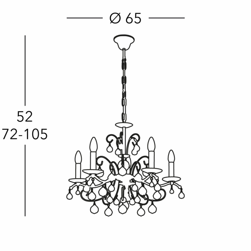 Kolarz 3234.85.3.KoT - Krištolinis sietynas ant grandinės CARMEN 5xE14/60W/230V 24K auksas