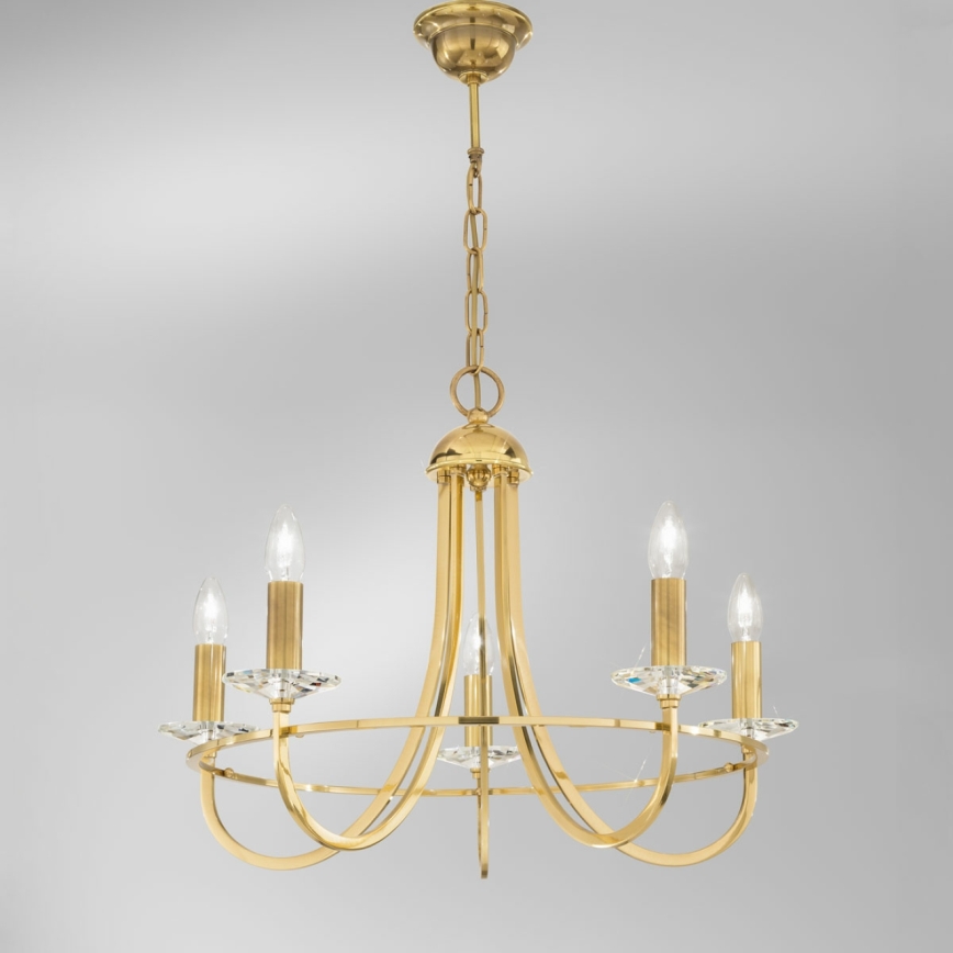 Kolarz 330.85.8C - Kristalinis sietynas ant grandinėlės IMPERIAL 5xE14/60W/230V auksinis