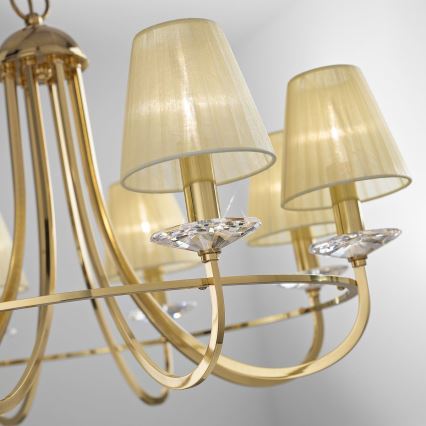 Kolarz 330.88.8C - Kristalinis sietynas ant grandinėlės IMPERIAL 8xE14/60W/230V auksinis