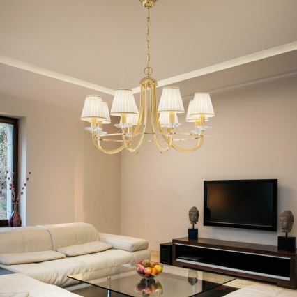 Kolarz 330.88.8C - Krištolinis sietynas ant grandinės IMPERIAL 8xE14/60W/230V auksas
