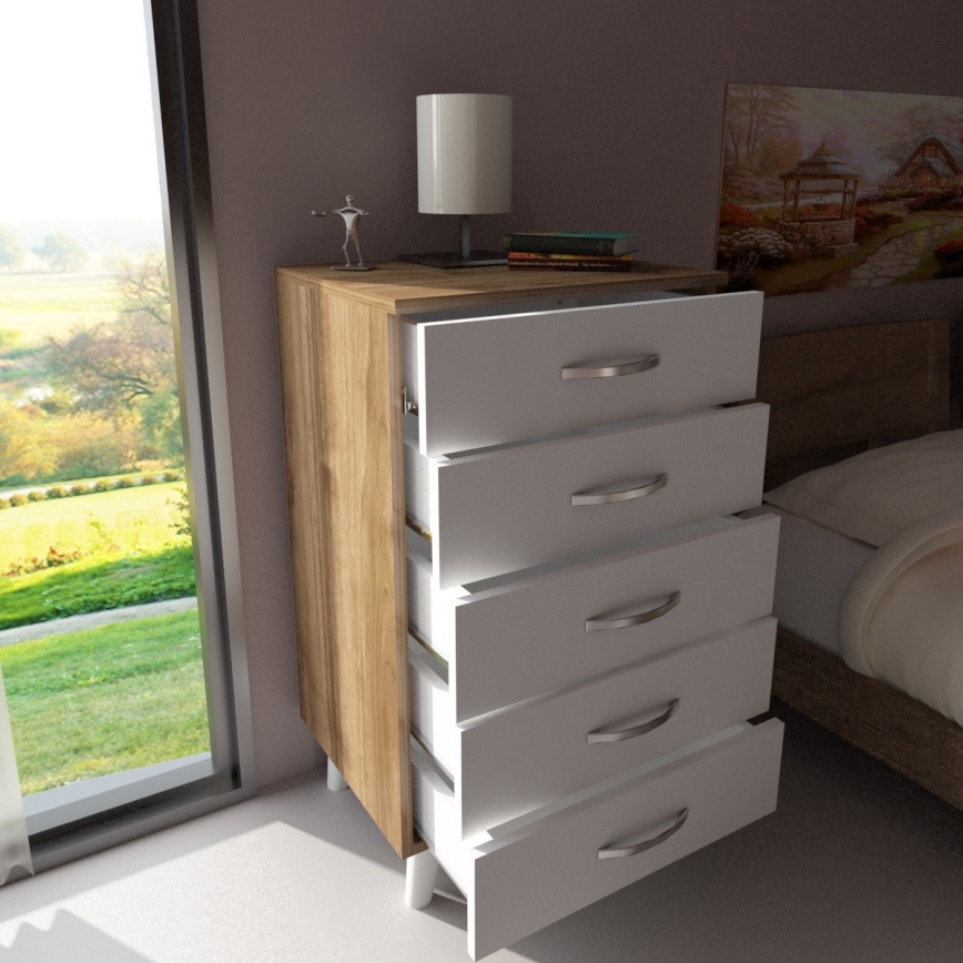 Komoda CEMRE 88x50 cm balta/ruda