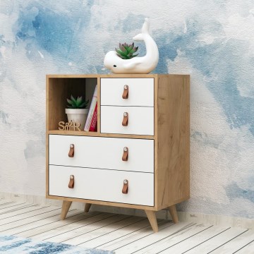 Komoda FALLOW 89x70 cm balta/ruda