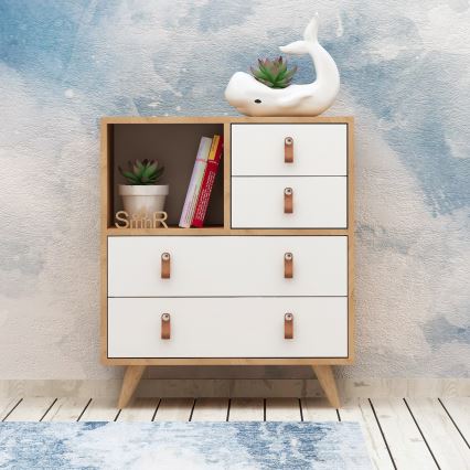 Komoda FALLOW 89x70 cm balta/ruda