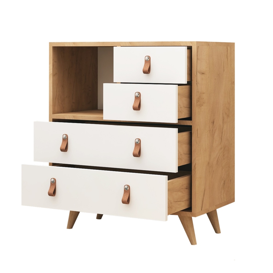 Komoda FALLOW 89x70 cm balta/ruda