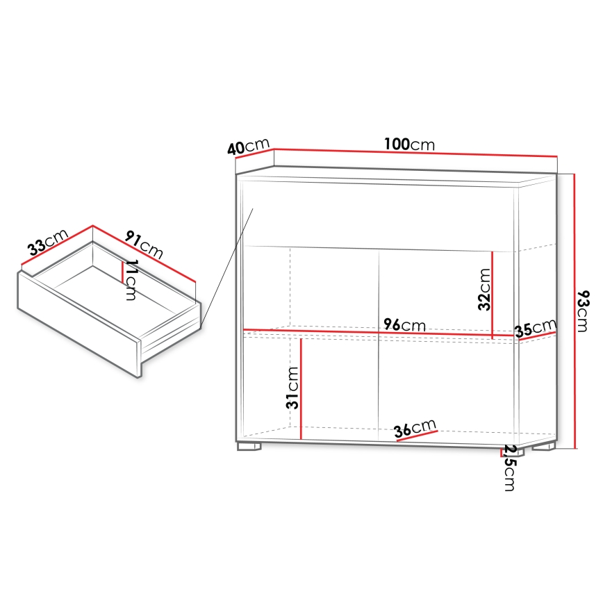 Komoda GESITA 93x100 cm balta