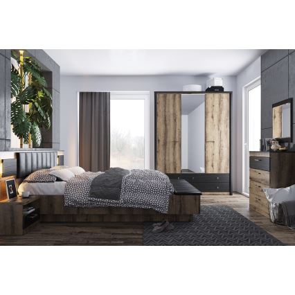 Komoda LANDU 91,5x80 cm klasicinis ąžuolas/juoda