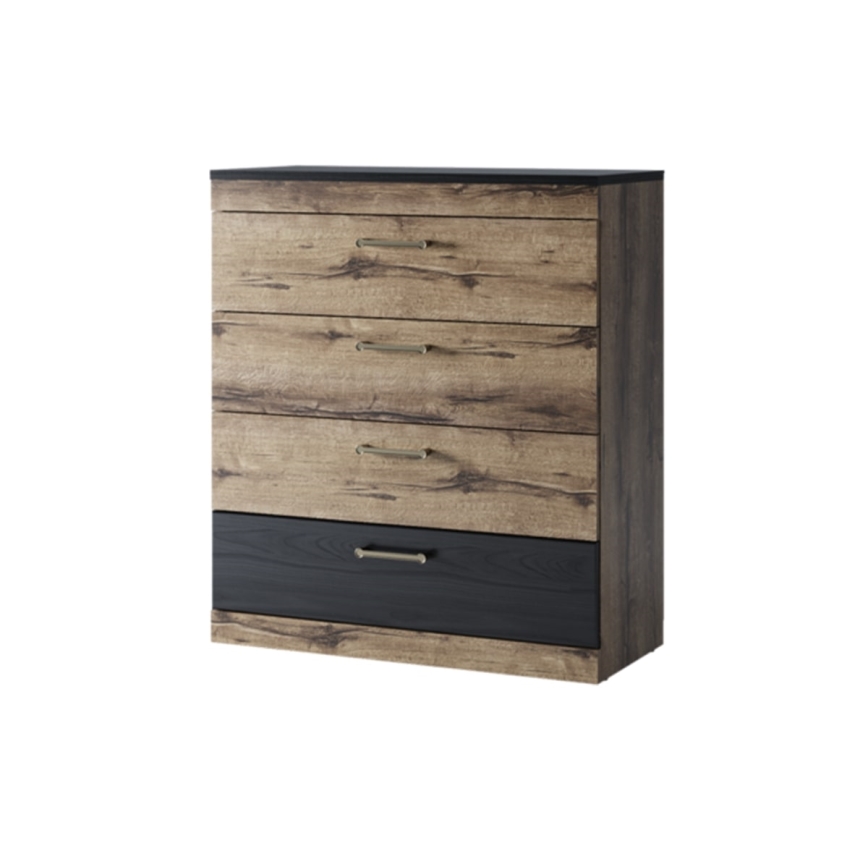 Komoda LANDU 91,5x80 cm klasicinis ąžuolas/juoda