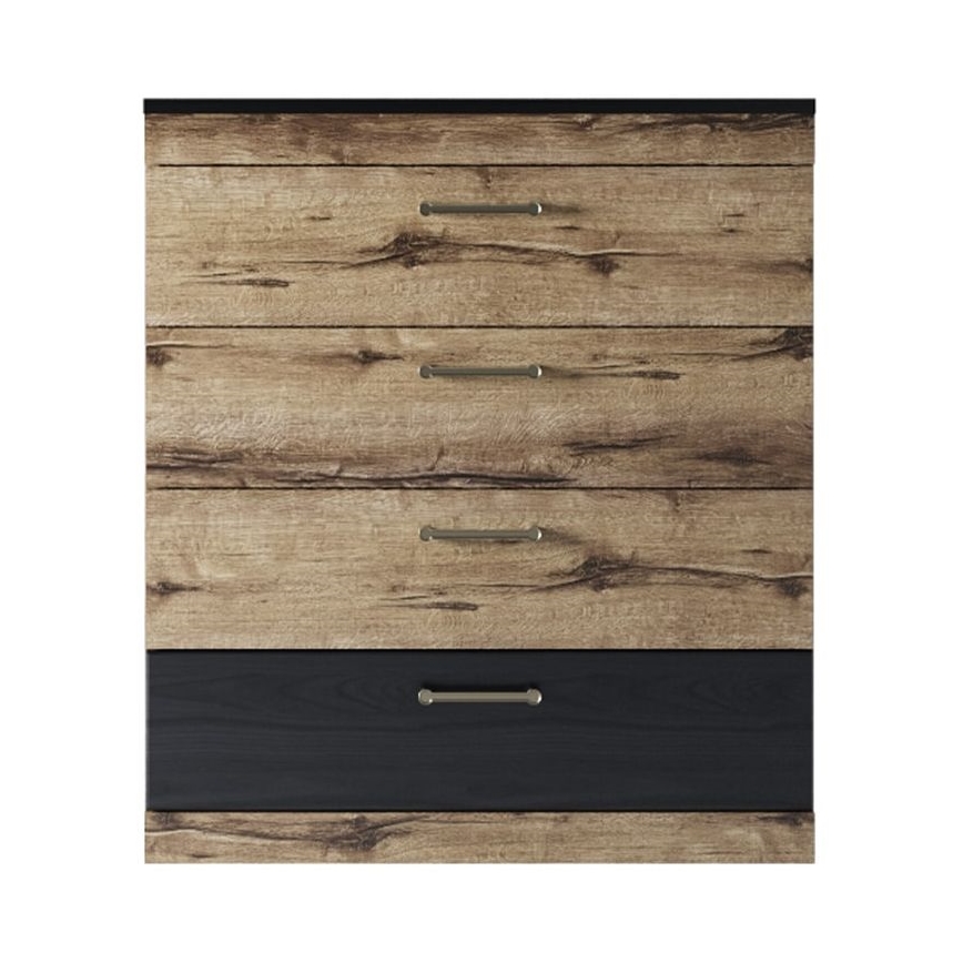 Komoda LANDU 91,5x80 cm klasicinis ąžuolas/juoda