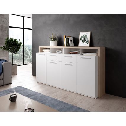 Komoda LEBY sonoma ąžuolas/balta