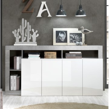 Komoda LENOR 184x93x42 cm balta/pilka betonas