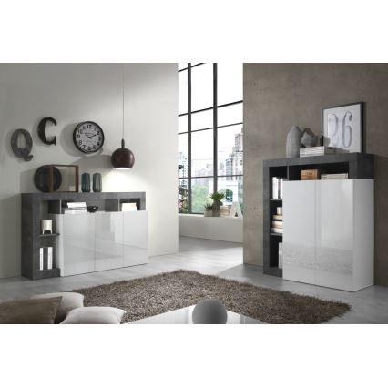 Komoda LENOR balta/antracitas