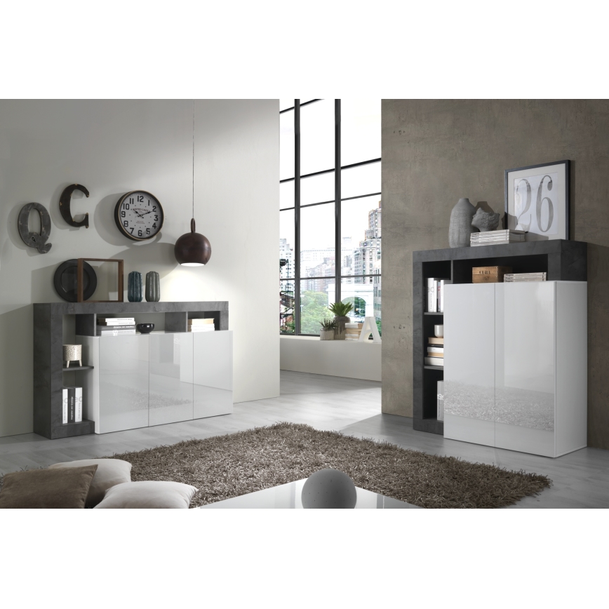 Komoda LENOR balta/antracitas