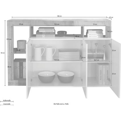 Komoda LENOR balta/antracitas