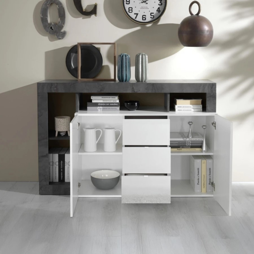 Komoda LENOR balta/antracitas