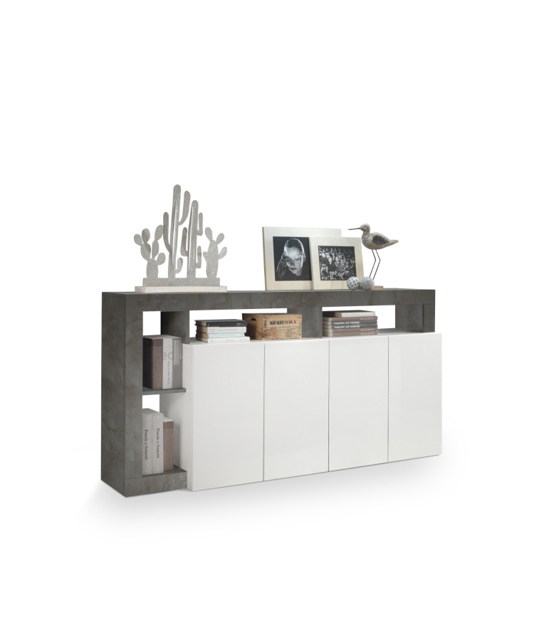 Komoda LENOR balta/antracitas