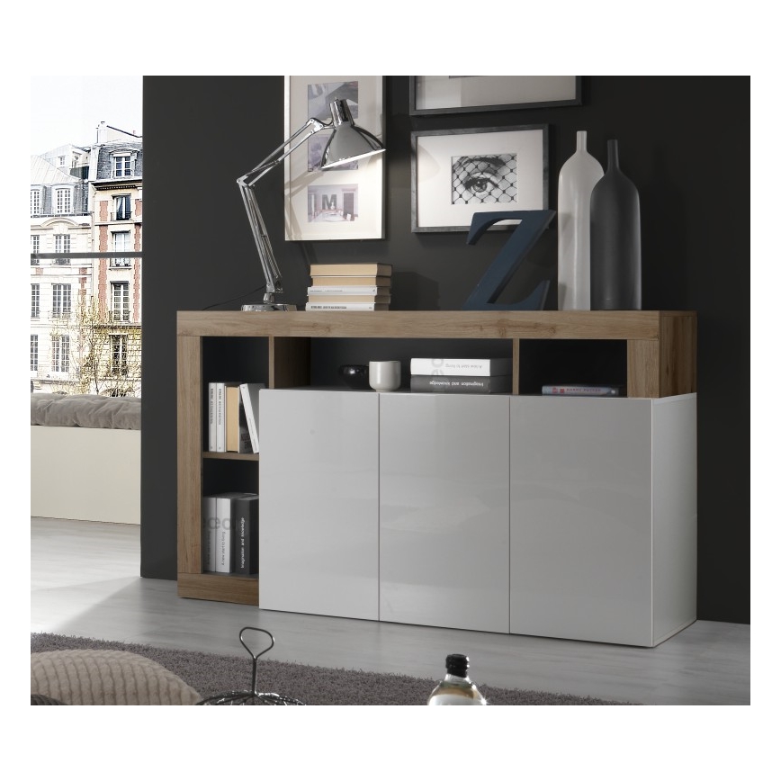 Komoda LENOR balta/ąžuolas