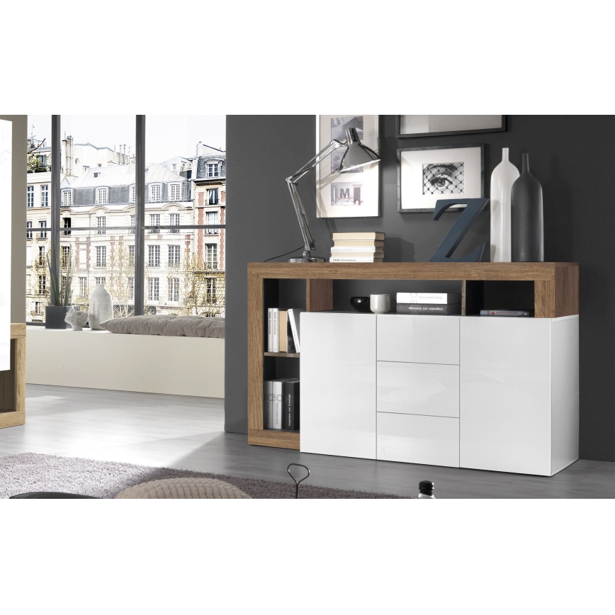 Komoda LENOR balta/ąžuolas