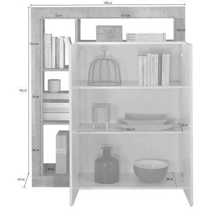 Komoda LENOR balta/pilka (betono efektas)