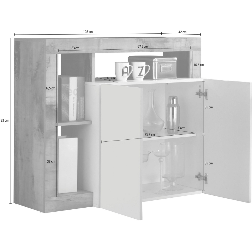 Komoda LENOR balta/ruda