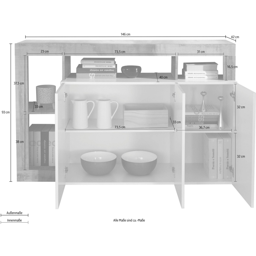 Komoda LENOR balta/ruda