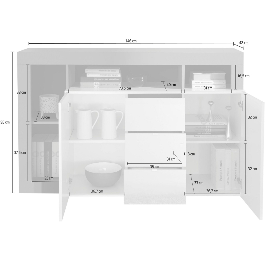 Komoda LENOR kašmyras/ąžuolas