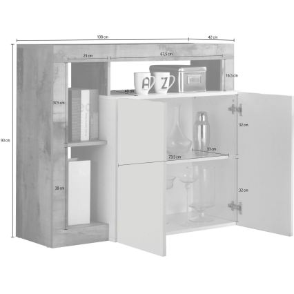 Komoda LENOR kašmyras/šviesus ąžuolas