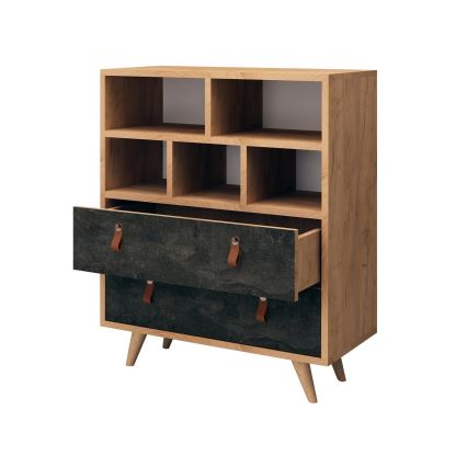 Komoda MARCO 85,6x70 cm antracito/ruda