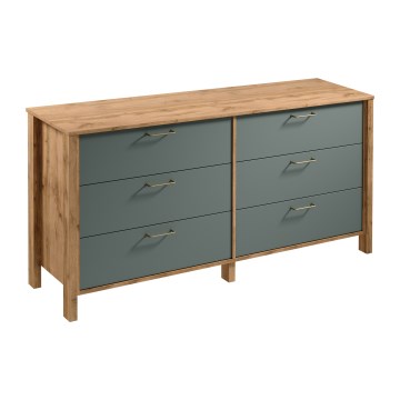 Komoda MENTA 170x81x47 cm ąžuolas wotan/žalia