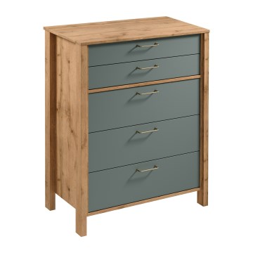 Komoda MENTA 90x108x47 cm ąžuolas Wotan/žalia