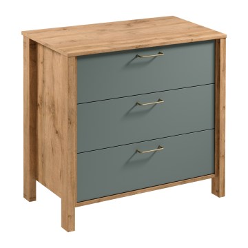 Komoda MENTA 90x81x47 cm ąžuolas wotan/žalia
