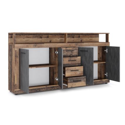Komoda RUNA 190x96x32 cm tamsiai ruda/antracitas