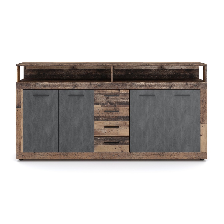 Komoda RUNA 190x96x32 cm tamsiai ruda/antracitas