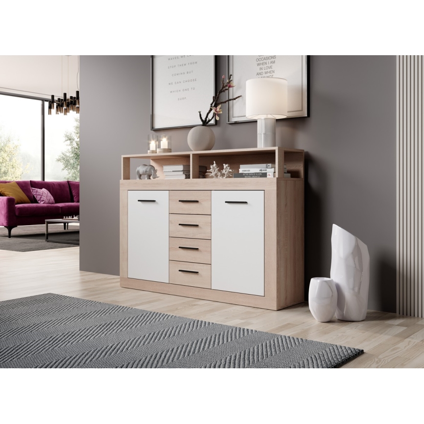 Komoda RUNA ąžuolas sonoma/balta