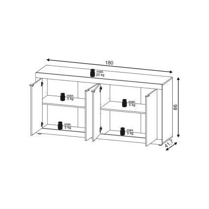 Komoda RUNEA Sonoma ąžuolas/balta