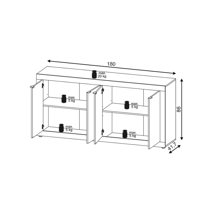 Komoda RUNEA Sonoma ąžuolas/balta