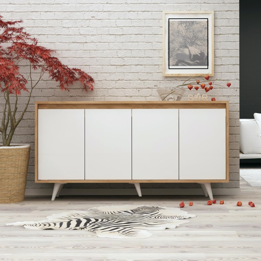 Komoda SHANS 86x140 cm ruda/balta