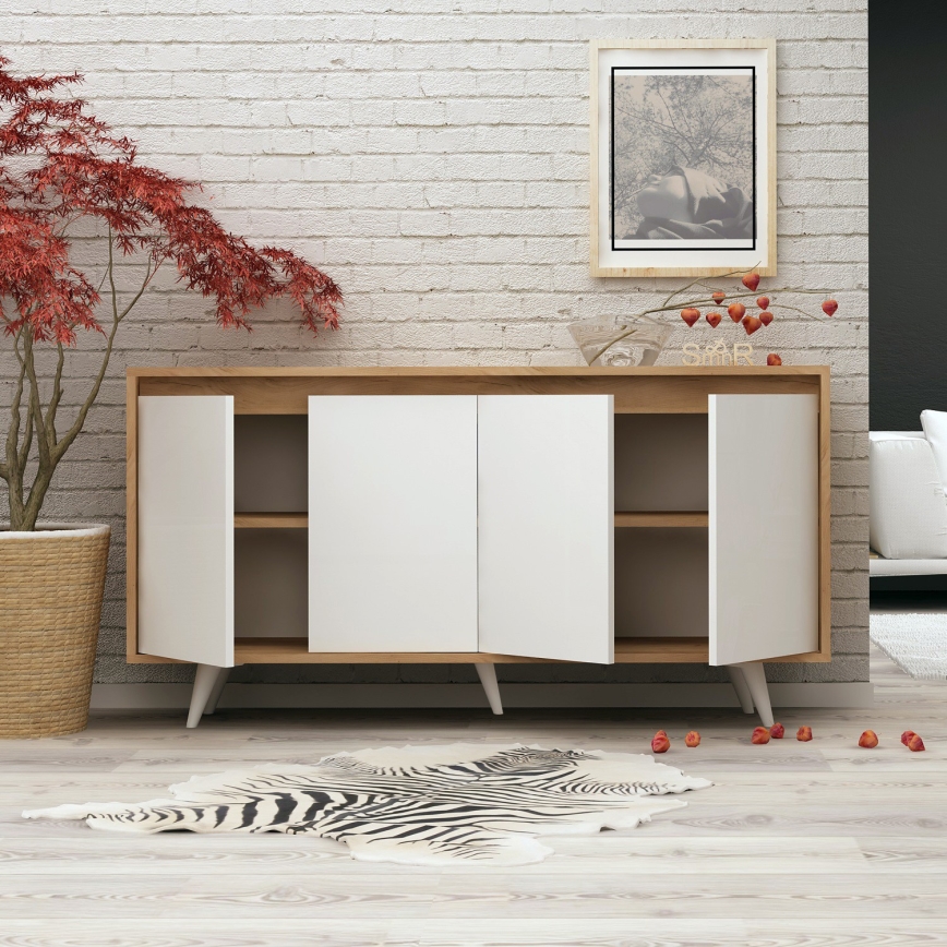 Komoda SHANS 86x140 cm ruda/balta