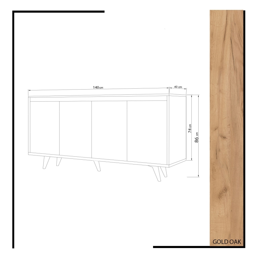 Komoda SHANS 86x140 cm ruda/balta